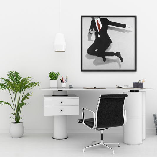 Toile blanche classique représentant un homme sautant | Décoration d'intérieur