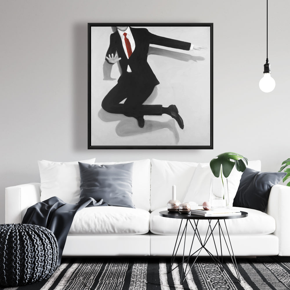 Toile blanche classique représentant un homme sautant | Décoration d'intérieur