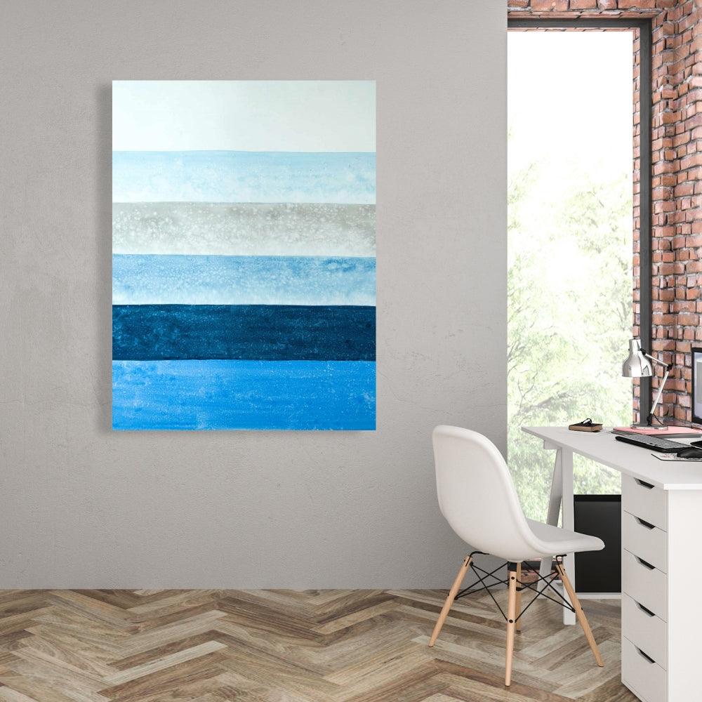 Blue Stripes Abstract Canvas | Contemporary Bedroom Decor