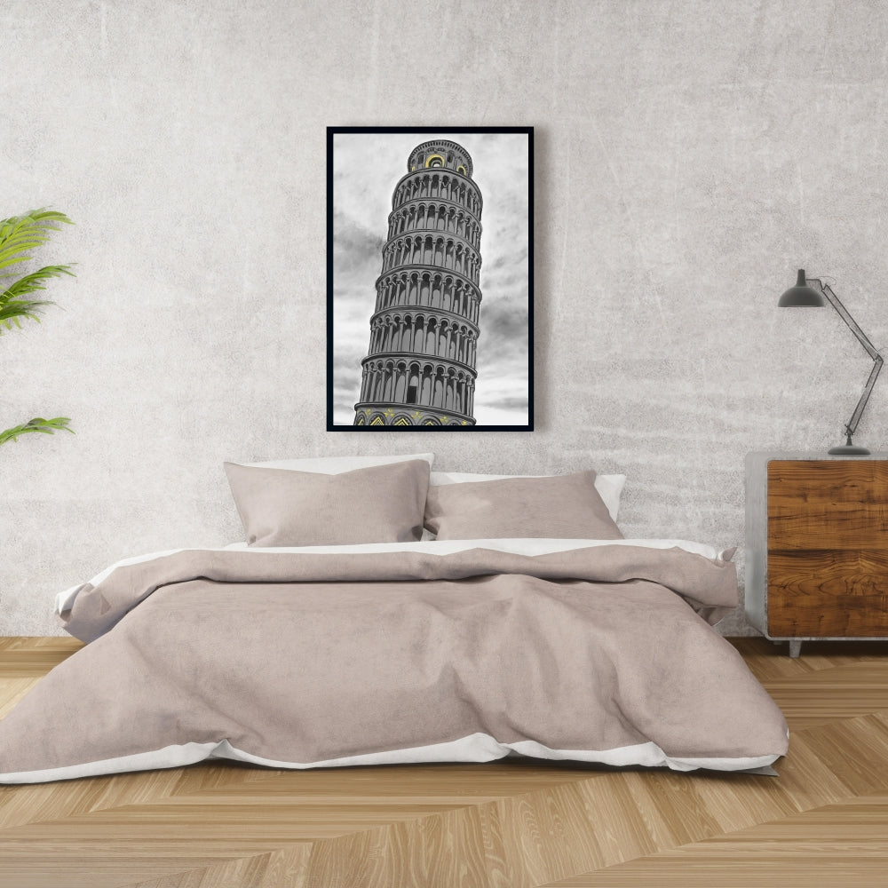 Toile de la Tour de Pise | Décoration d'intérieur : Construire des villes grises