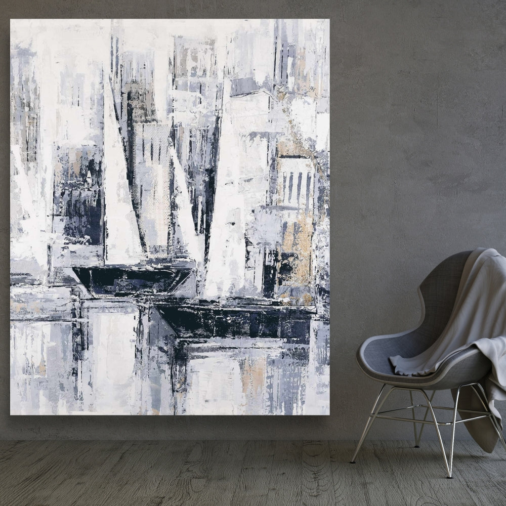 Industrial Sailboats Canvas | Contemporary Coastal Decor
