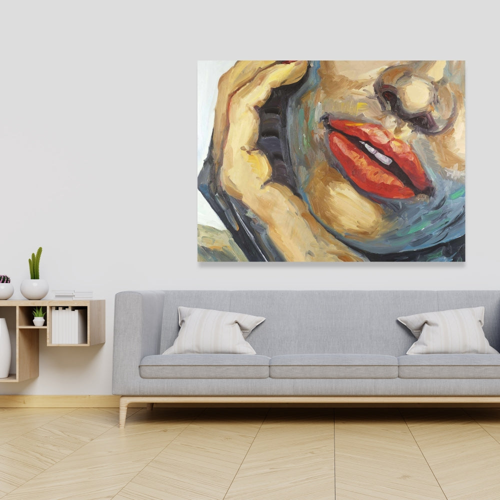Irresistible Lips Closeup - Brown Canvas for Home Decor