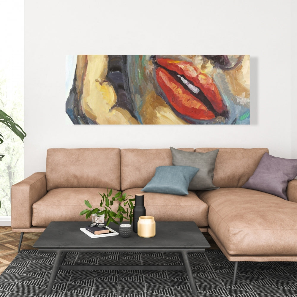 Irresistible Lips Closeup - Brown Canvas for Home Decor
