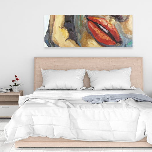 Irresistible Lips Closeup - Brown Canvas for Home Decor