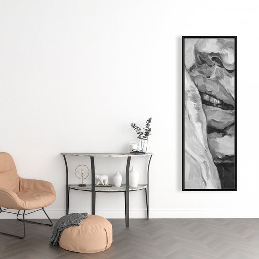 Toile monochrome grise « Lèvres pulpeuses » | Décoration de chambre