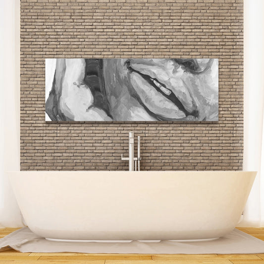 Irresistible Lips Gray Figurative Canvas - Home Decor Art