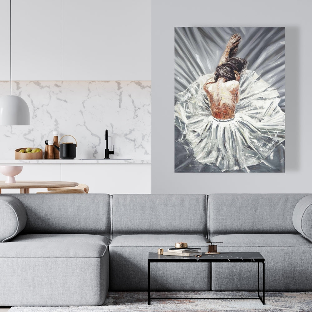 Ballerina Figurative Gray Canvas - Elegant Home Decor Art
