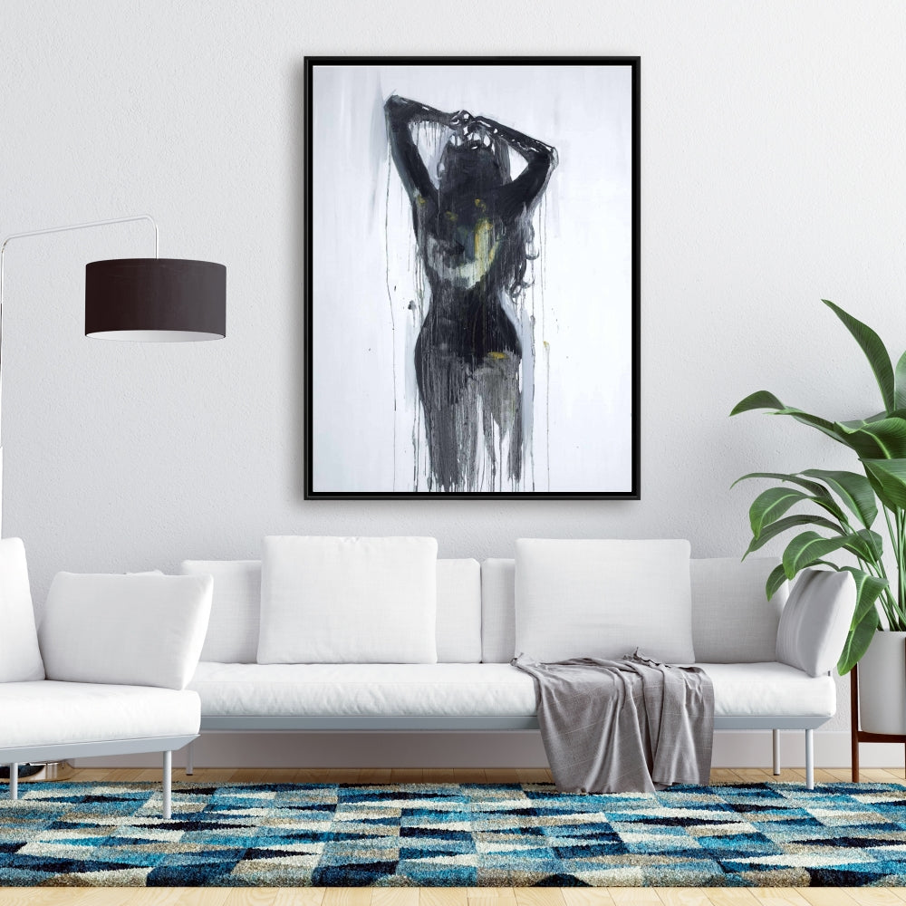Female Silhouette Black Canvas | Home Decor Framed Art