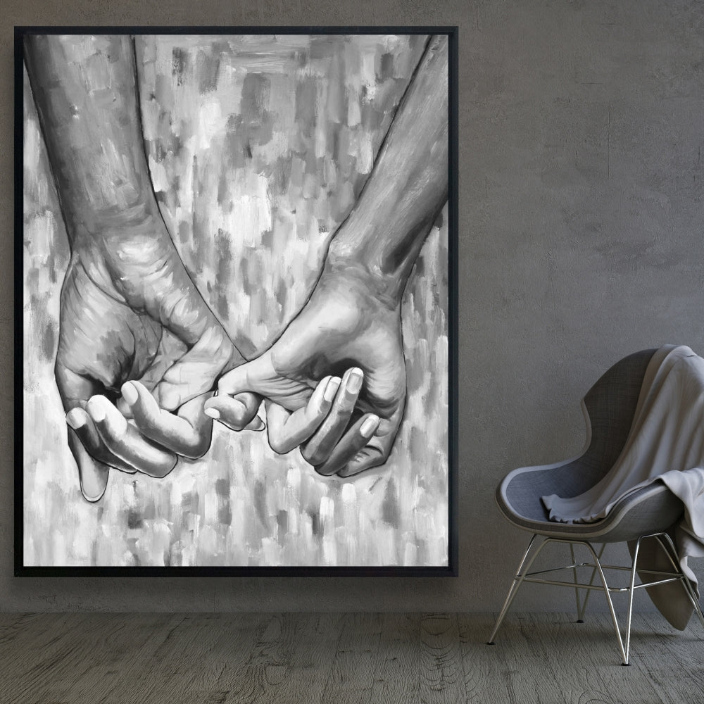 Toile encadrée grise figurative monochrome connectée - Décoration d'intérieur