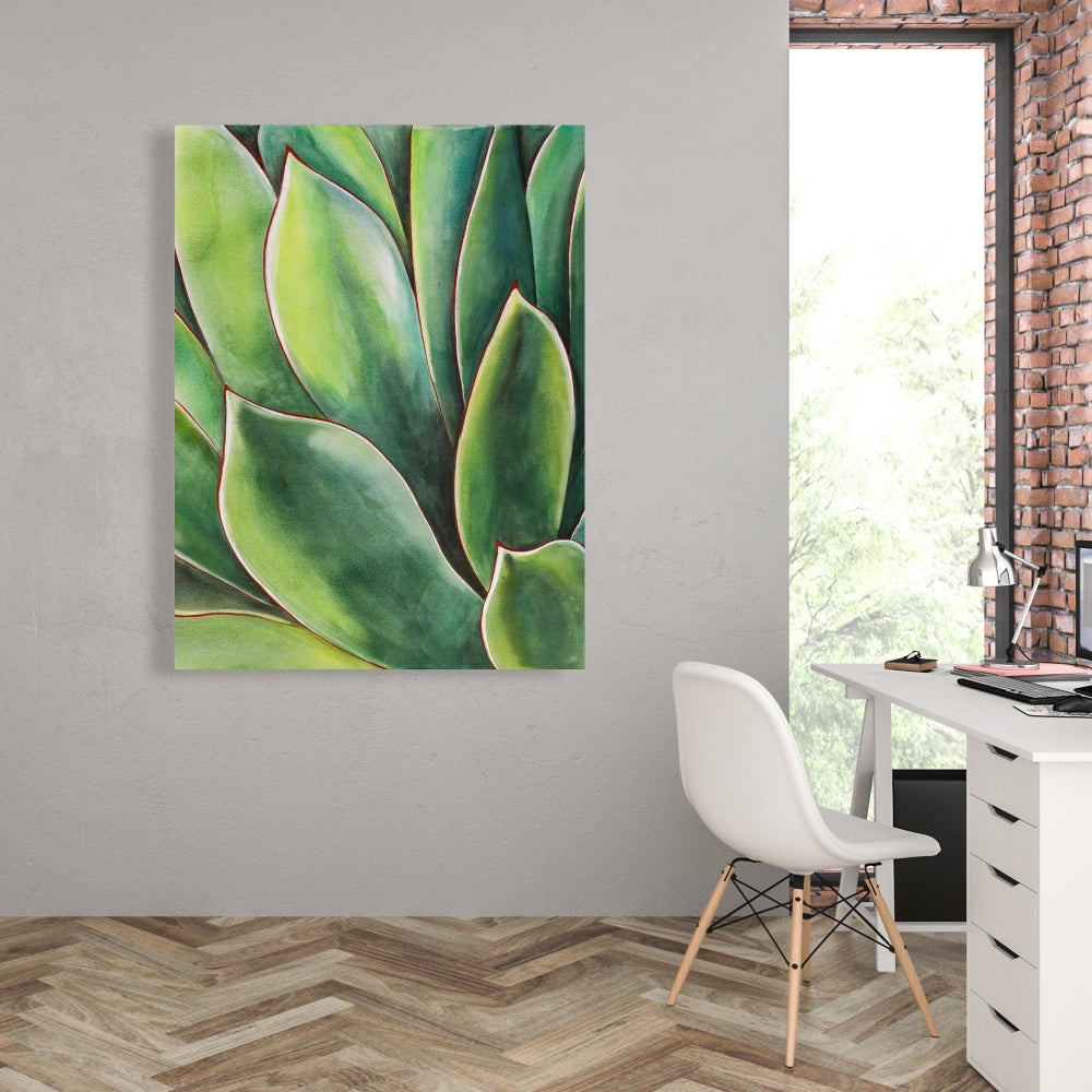 Watercolor Agave Plant Canvas | Exotic Botanical Bedroom Decor