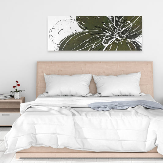 Green Flower Canvas | Floral Botanical Wall Art for Bedroom