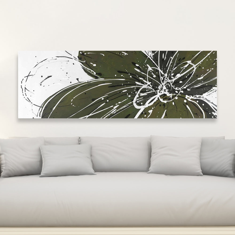 Green Flower Canvas | Floral Botanical Wall Art for Bedroom