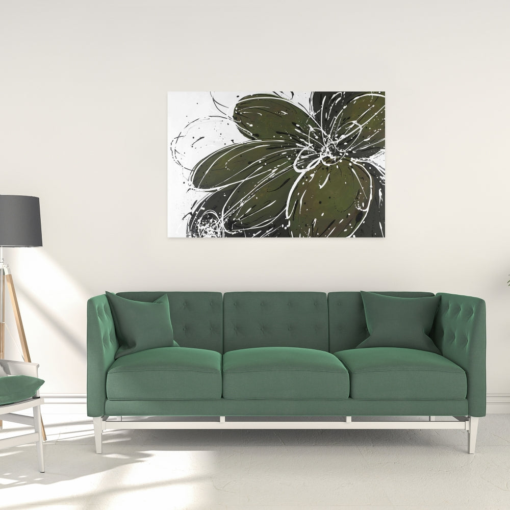 Green Flower Canvas | Floral Botanical Wall Art for Bedroom