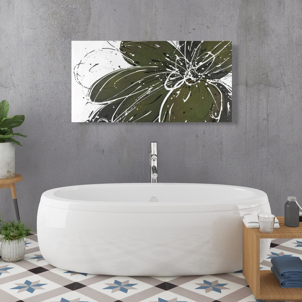 Green Flower Canvas | Floral Botanical Wall Art for Bedroom