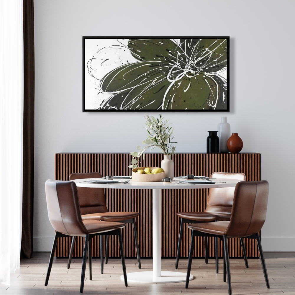 White Bedroom Botanical Canvas | Green Flower Home Decor