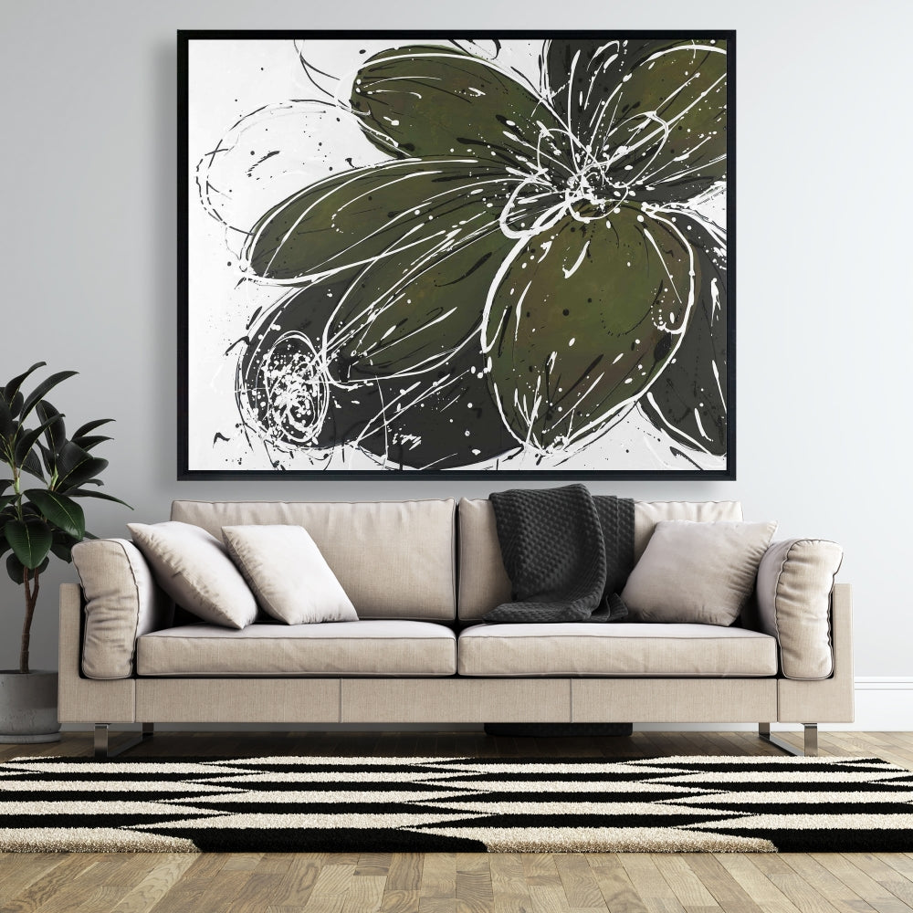 White Bedroom Botanical Canvas | Green Flower Home Decor