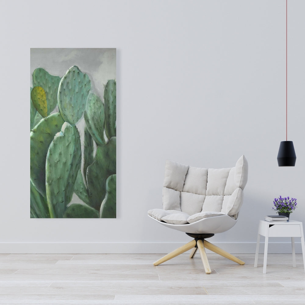 Paddle Cactus Gray Canvas | Exotic Bedroom Decor Wall Art