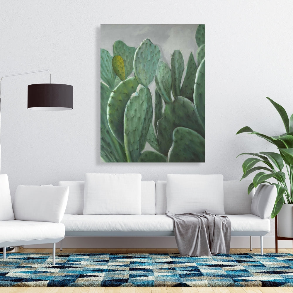 Paddle Cactus Gray Canvas | Exotic Bedroom Decor Wall Art