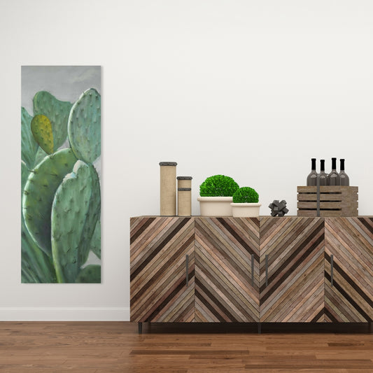 Paddle Cactus Gray Canvas | Exotic Bedroom Decor Wall Art