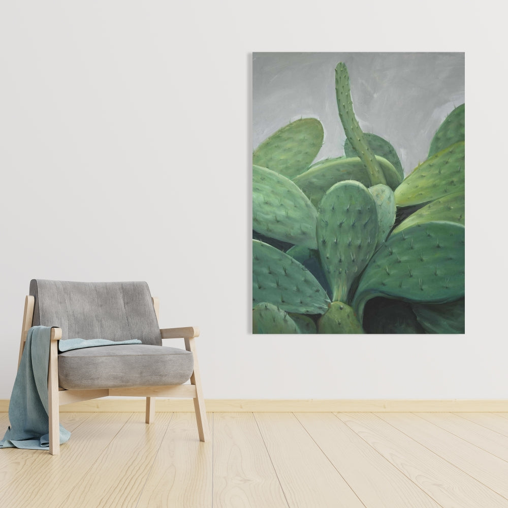 Cactus Bundle Exotic Gray Floral Botanical Canvas Home Decor