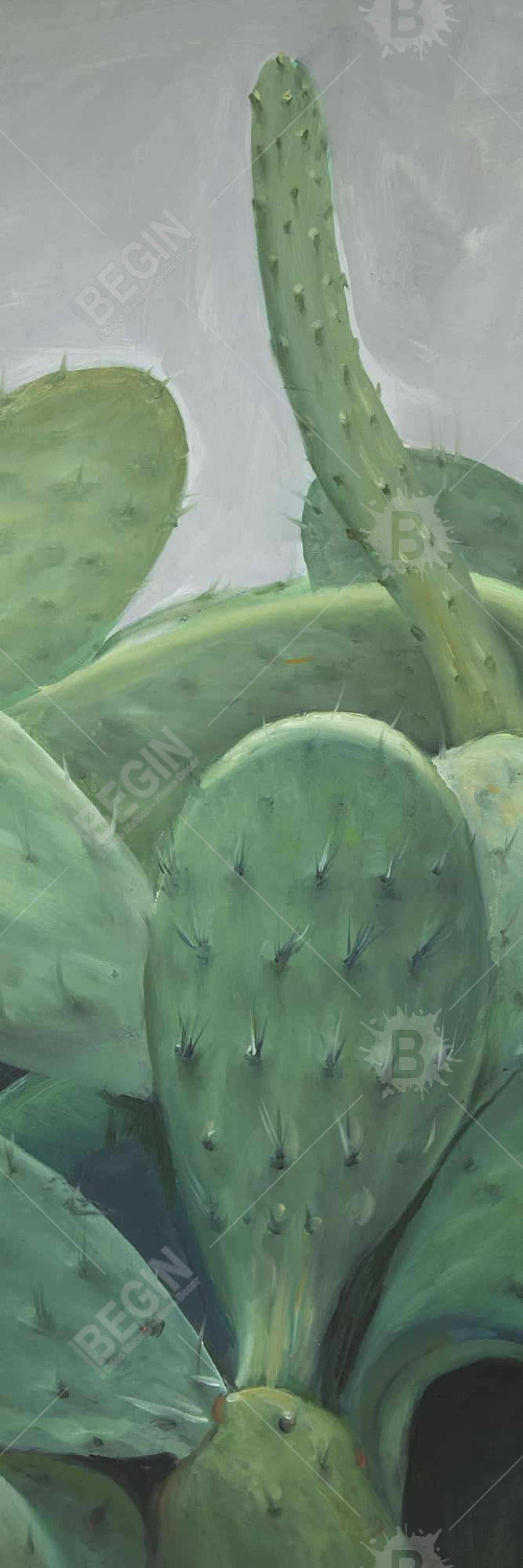 Cactus Bundle Exotic Gray Floral Botanical Canvas Home Decor