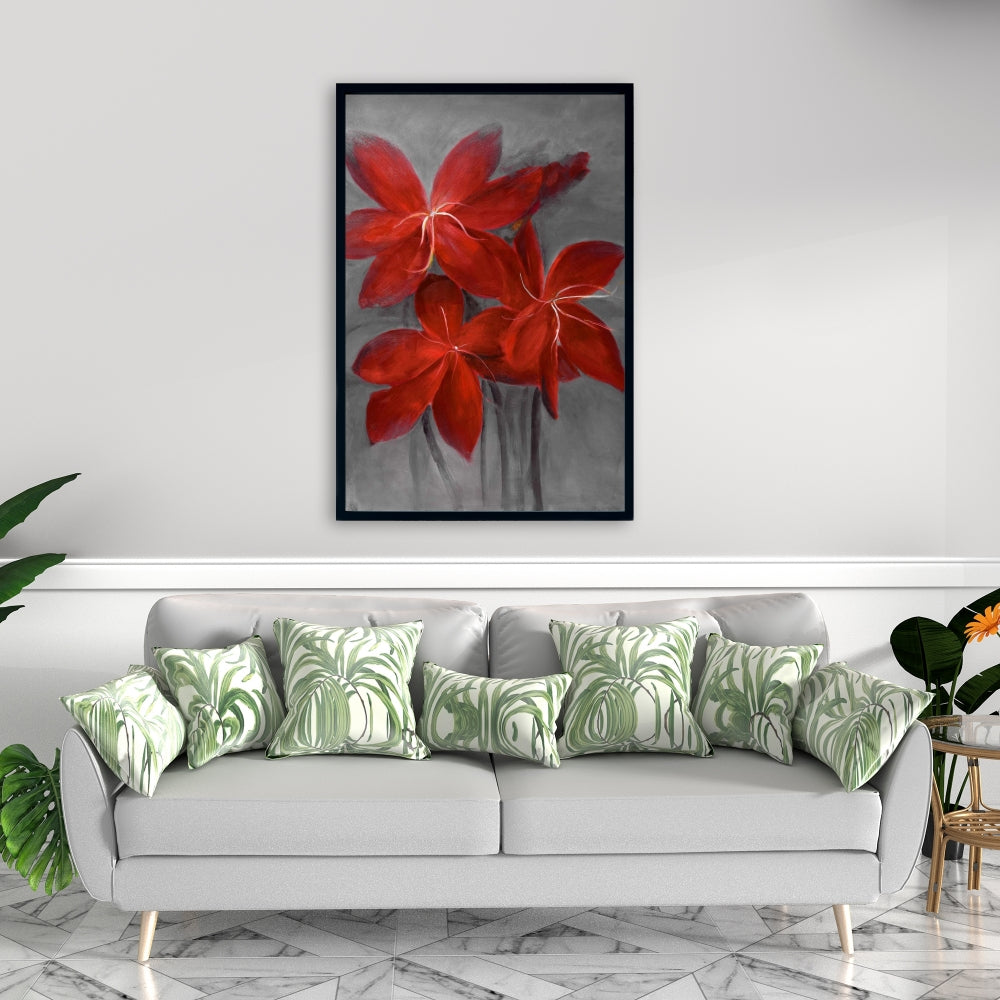 Toile encadrée « Lis asiatique » – Décoration florale asiatique pour chambre à coucher