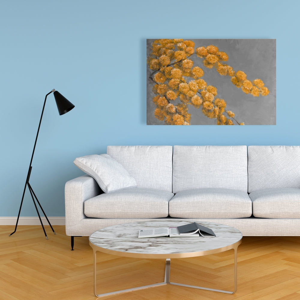 Golden Wattle Plant Canvas - Floral Botanical Bedroom Decor