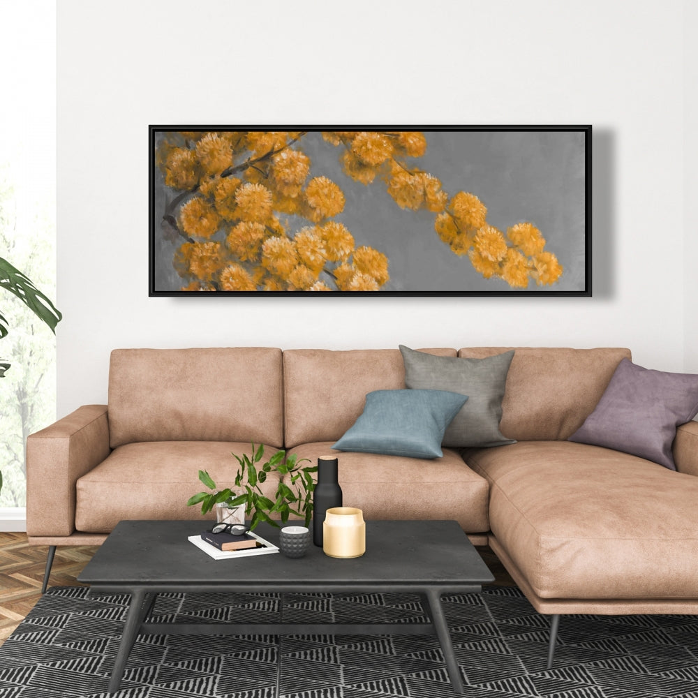 Golden Wattle Plant Gray Framed Canvas | Home Decor Art