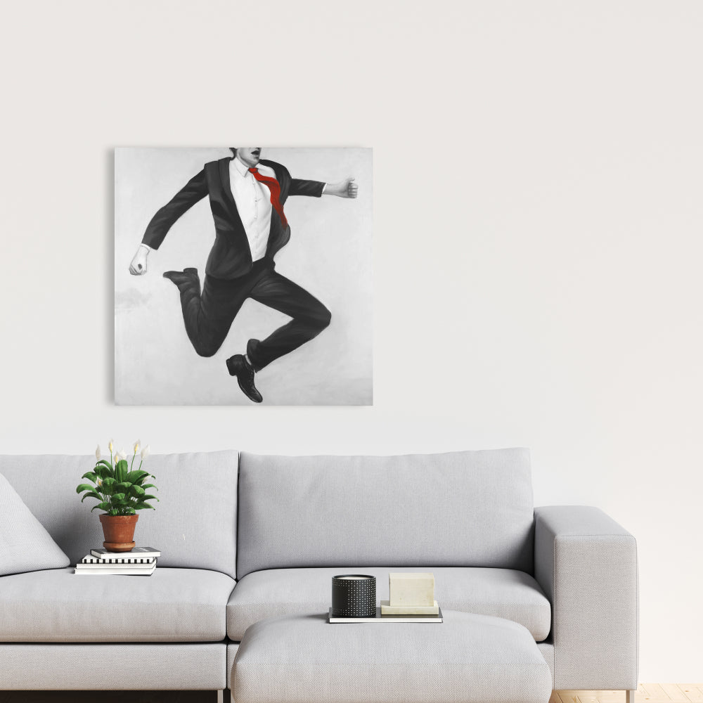 Toile blanche tendance pour chambre à coucher – Décoration murale homme classique et heureux