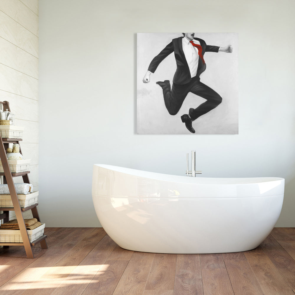 Toile blanche tendance pour chambre à coucher – Décoration murale homme classique et heureux