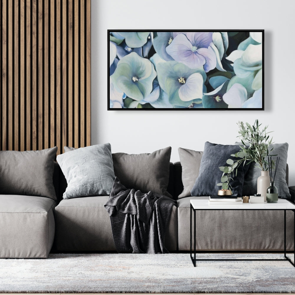 Purple Rustic Bedroom Canvas | Hydrangea Plant Home Decor
