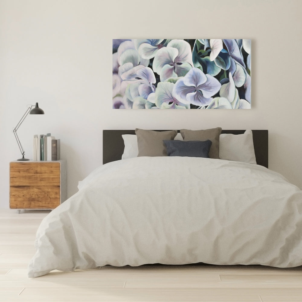 Rustic Bedroom Purple Canvas - Colorful Hydrangea Flowers Decor