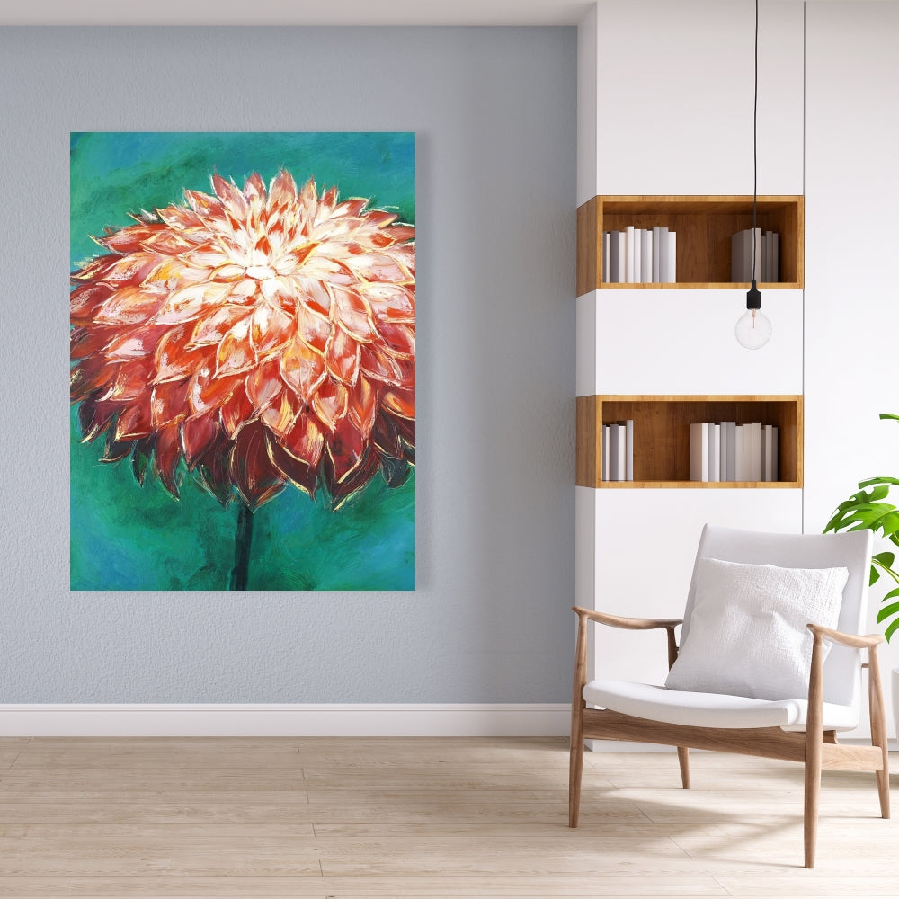 Abstract Dahlia Flower Canvas | Botanical Home Decor Art