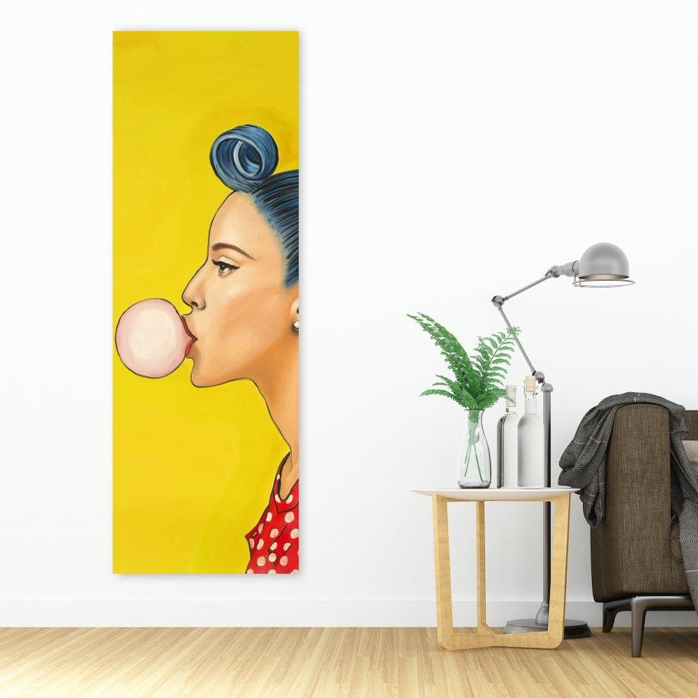 Retro Woman Blue Figurative Canvas | Home Decor Art