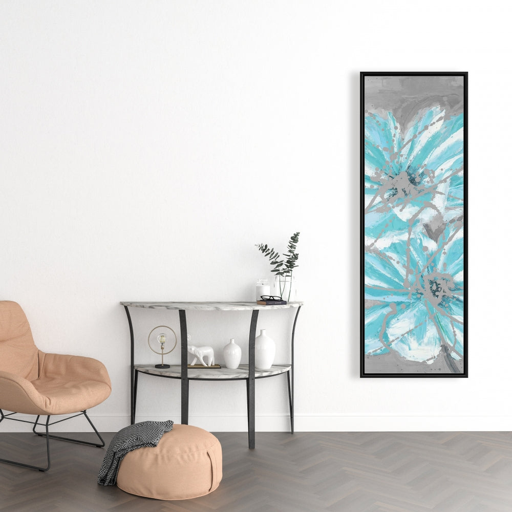 Toile florale contemporaine - Deux petites fleurs bleues abstraites