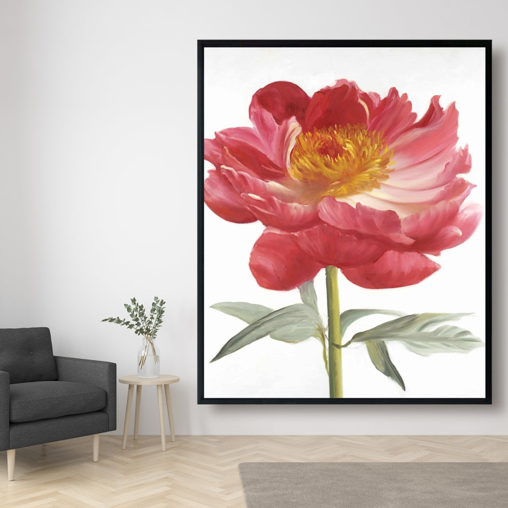 Pink Peony Floral Canvas | Botanical Bedroom Decor Frame