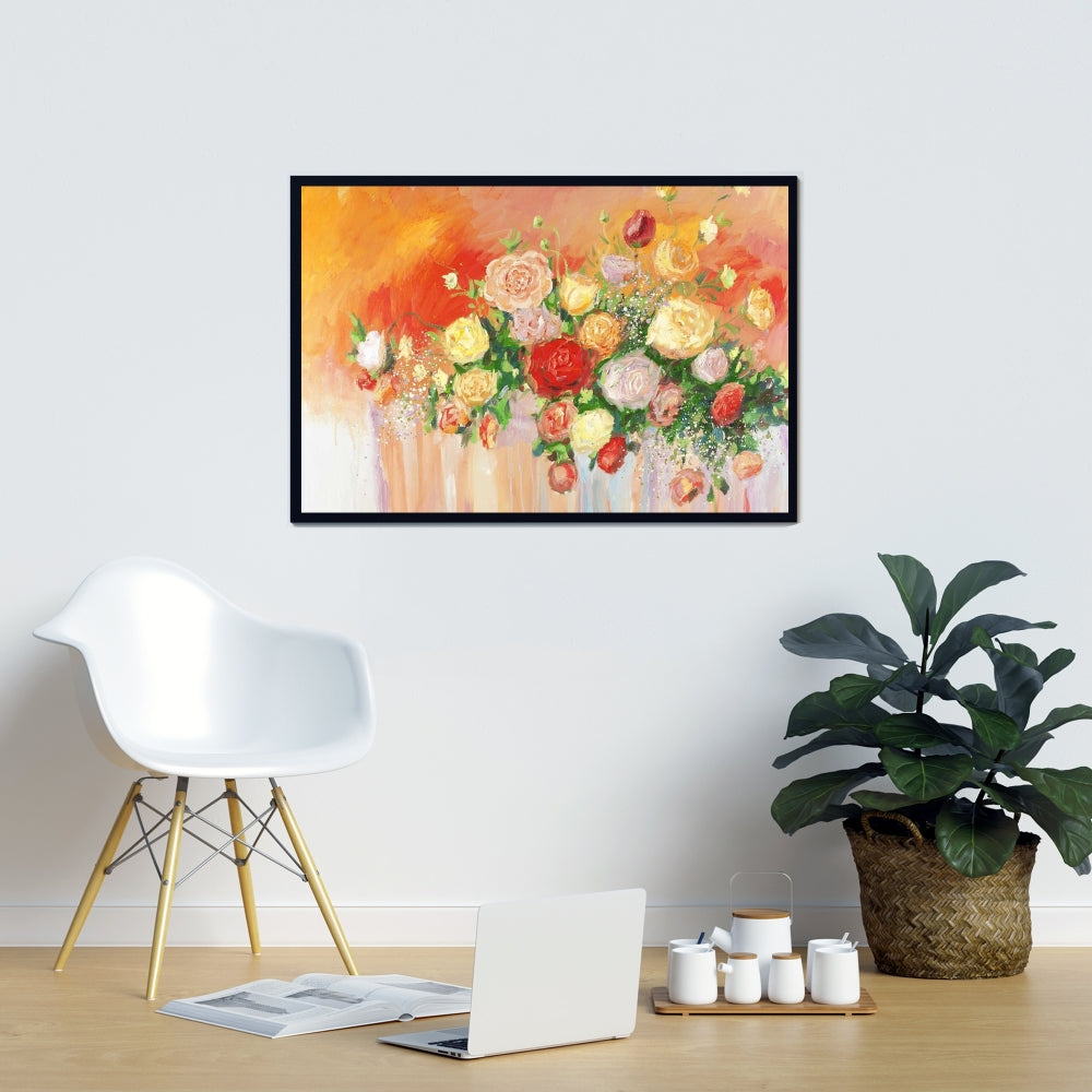 Botanical Floral Canvas - Multicolor Abstract Bouquet Decor