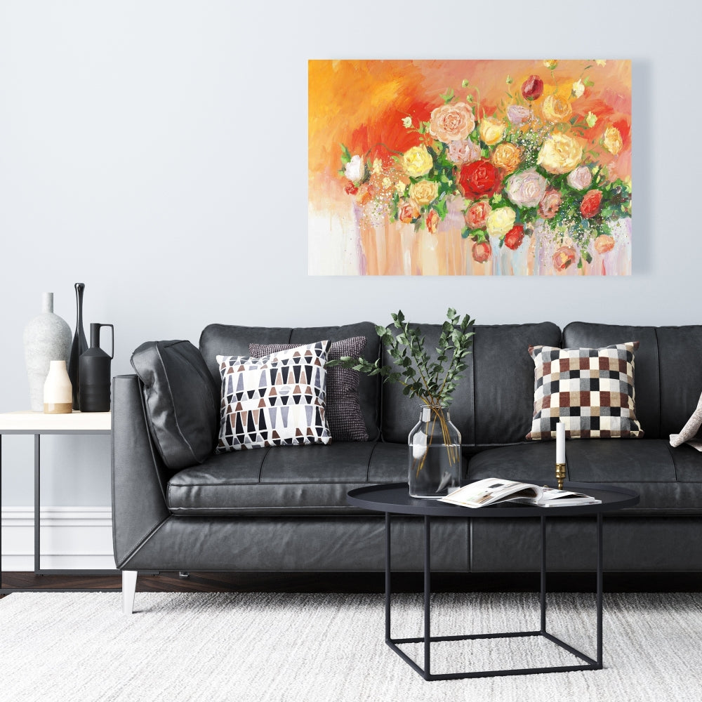Botanical Bedroom Canvas | Multicolor Abstract Flower Art