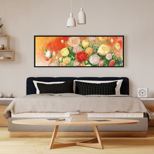 Toile florale botanique - Décor de bouquet abstrait multicolore
