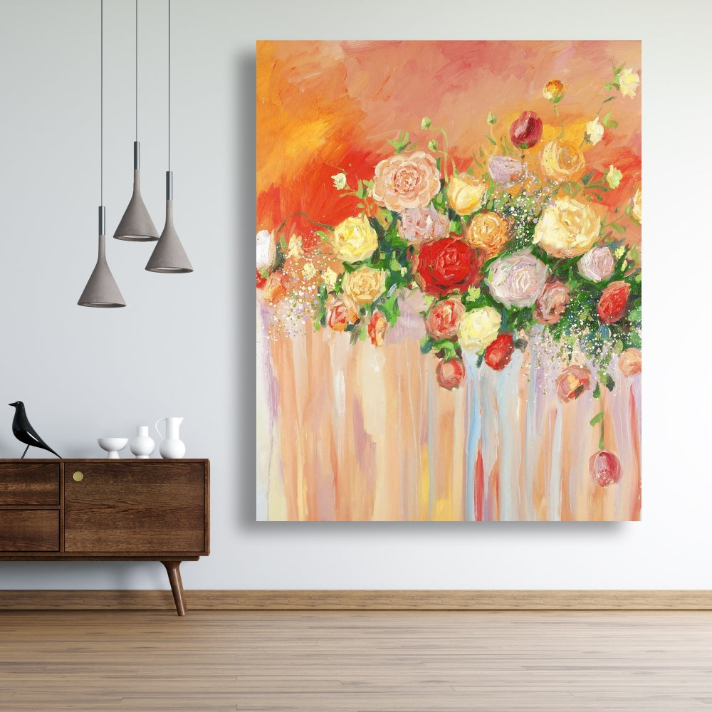 Botanical Bedroom Canvas | Multicolor Abstract Flower Art