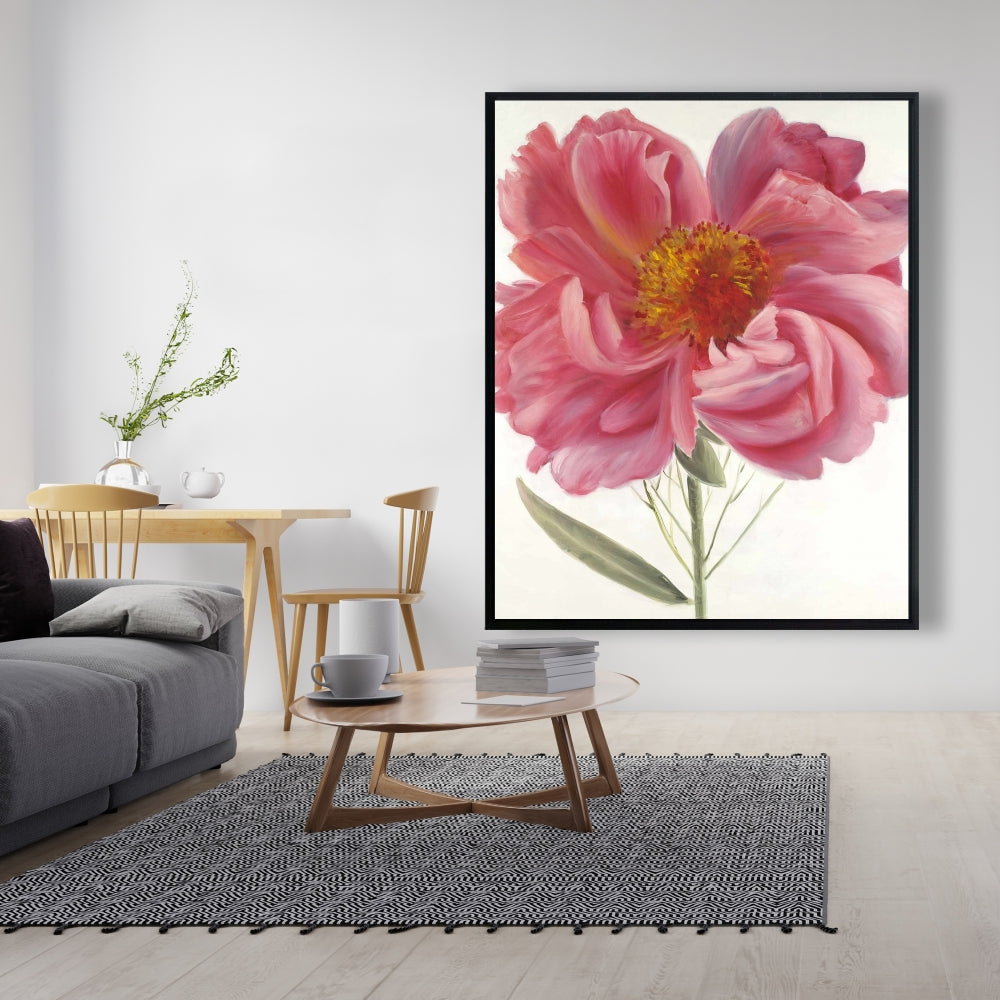 Pink Peony Flower Canvas | Botanical Home Decor - Framed Art