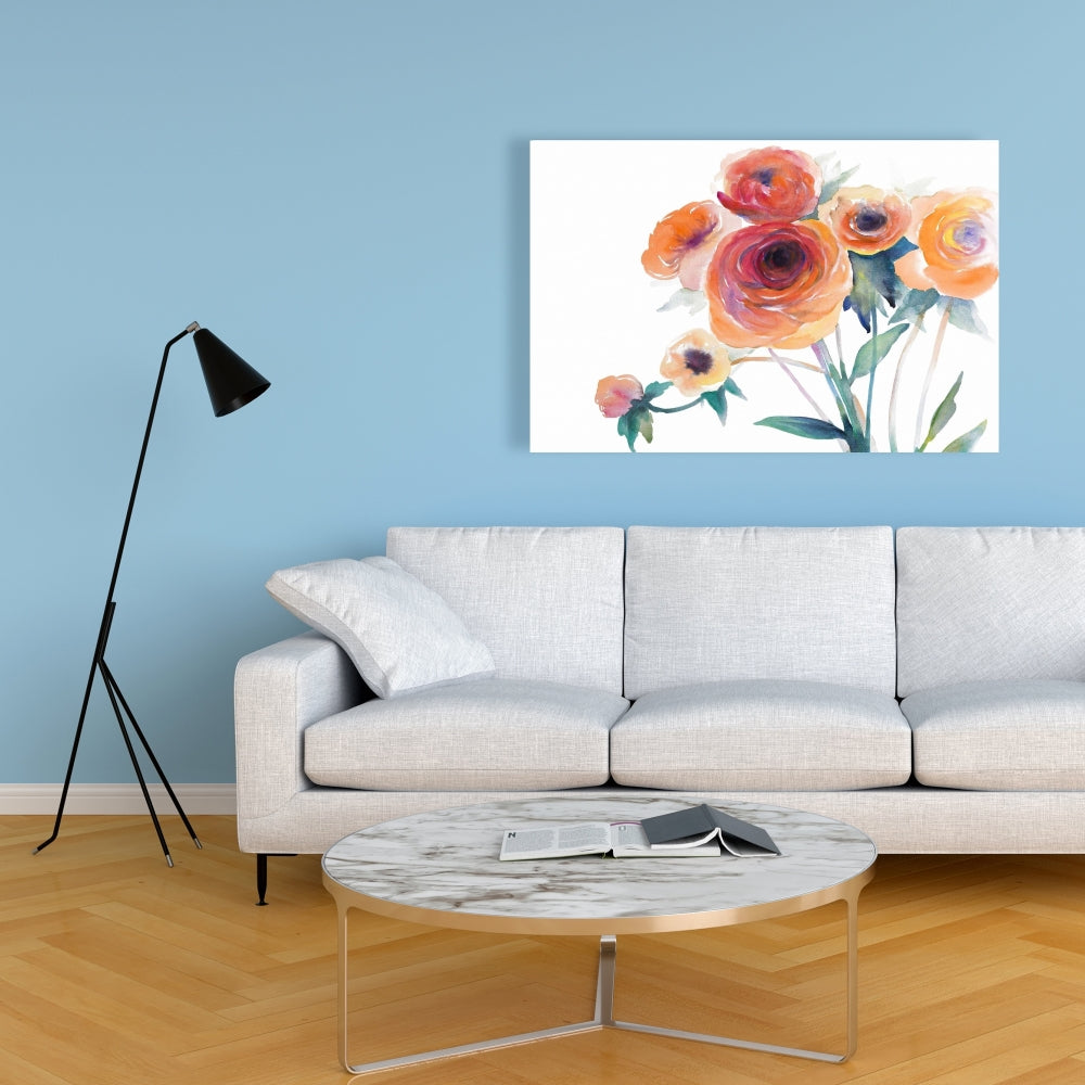 Botanical Romantic Bedroom Canvas | Watercolor Flowers Decor