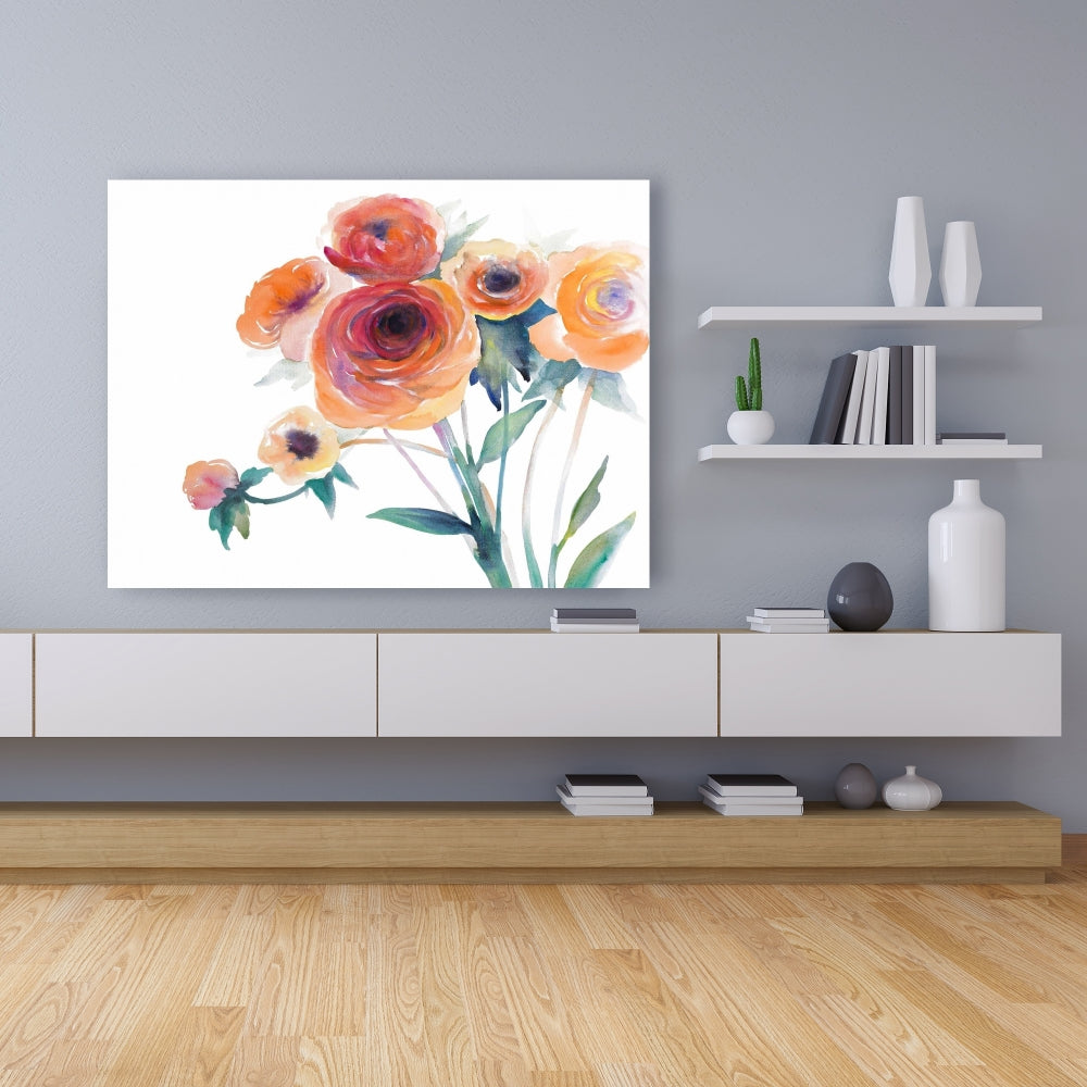 Botanical Romantic Bedroom Canvas | Watercolor Flowers Decor