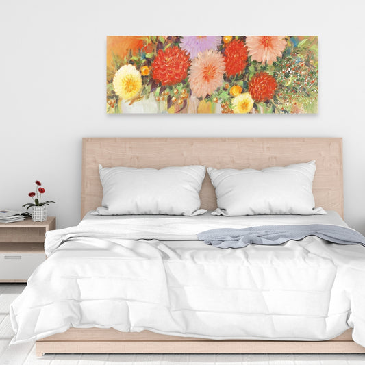Colorful Abstract Flowers Canvas | Botanical Bedroom Decor