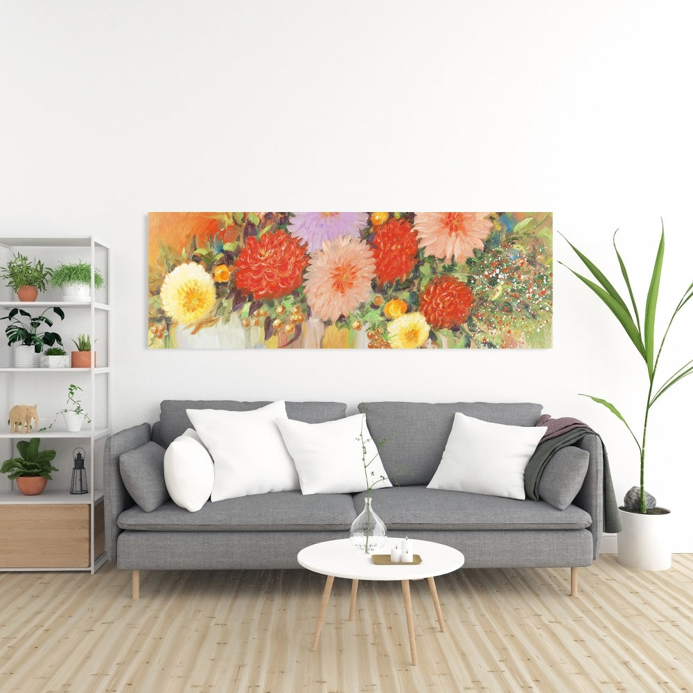 Colorful Abstract Flowers Canvas | Botanical Bedroom Decor