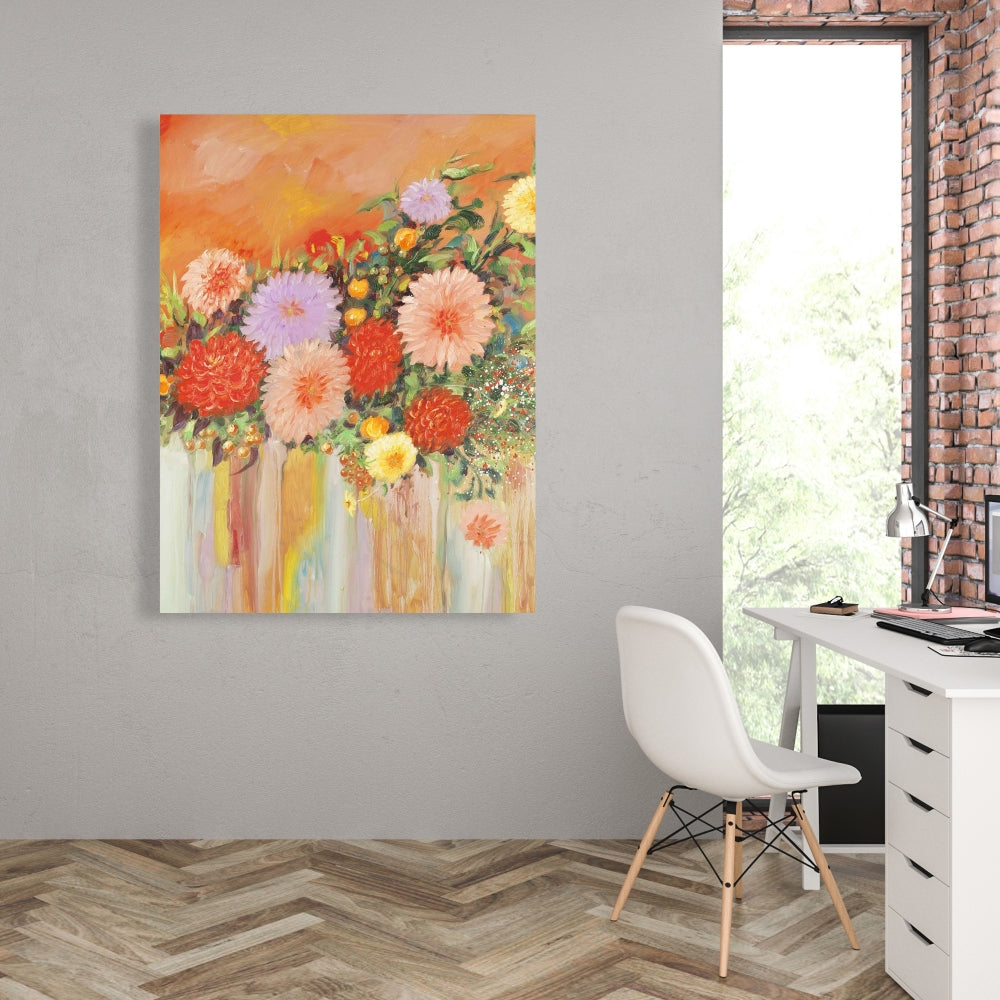 Colorful Abstract Flowers Canvas | Botanical Bedroom Decor