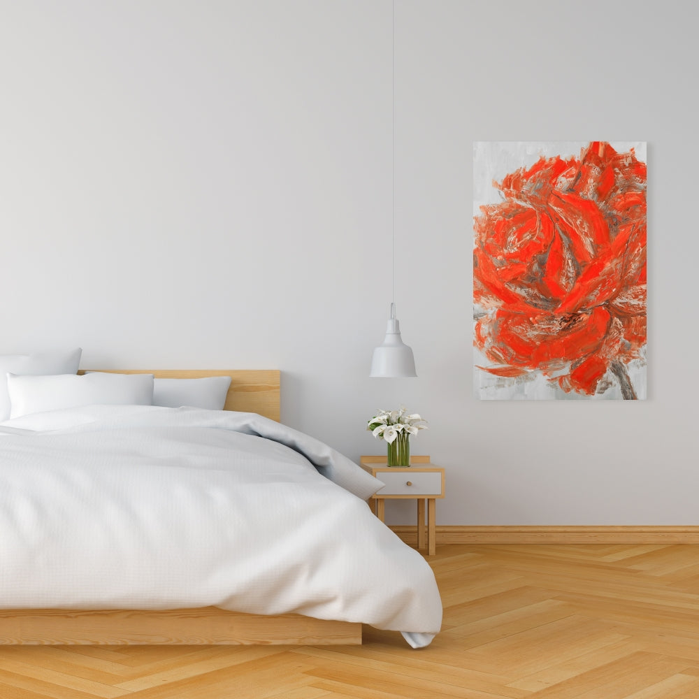 Gray Botanical Canvas - Abstract Rose Art for Bedroom Decor