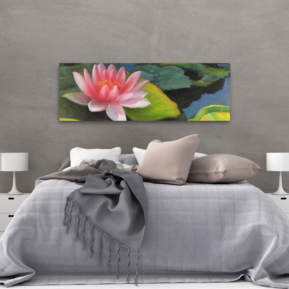 Blue Romantic Bedroom Canvas - Water Lilies and Lotus Flowers