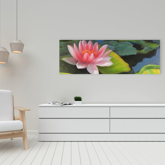 Blue Romantic Bedroom Canvas - Water Lilies and Lotus Flowers
