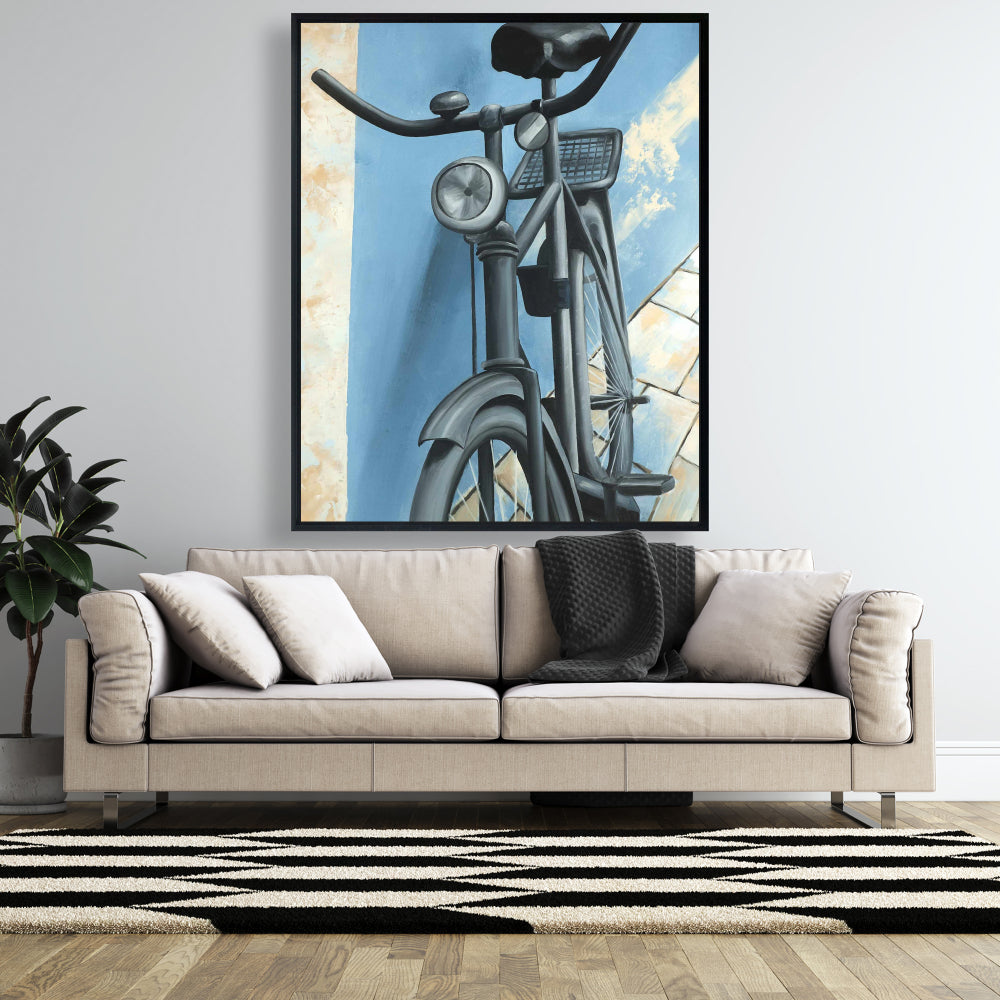 Toile bleue « Vélo abandonné » | Décoration murale pour salon
